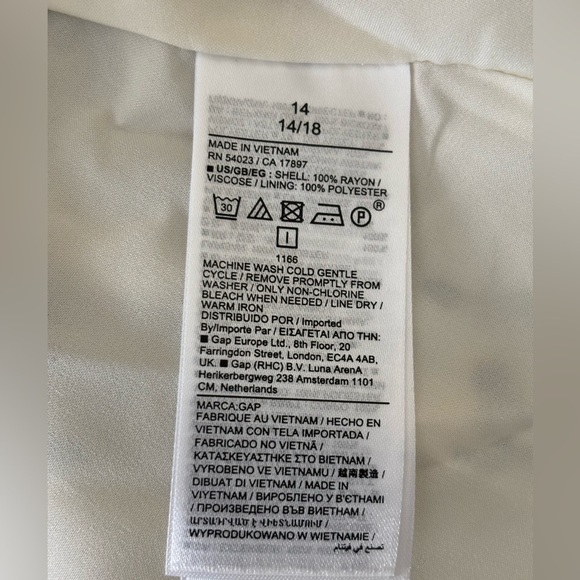 GAP x Doen Cream White Floral Midi Dress Cap Sleeves V Neck Size 14 - Picture 5 of 6